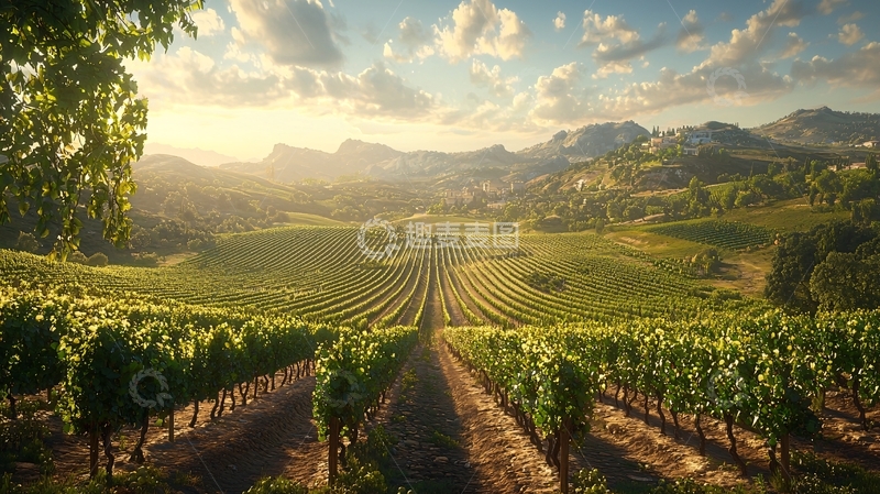 高清大图下载【趣麦麦图】阳光洒在葡萄园