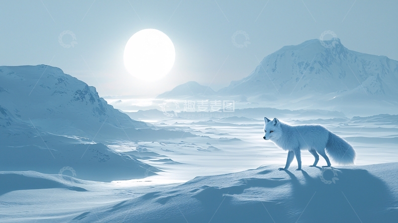 高清大图下载【趣麦麦图】雪地里的北极狐