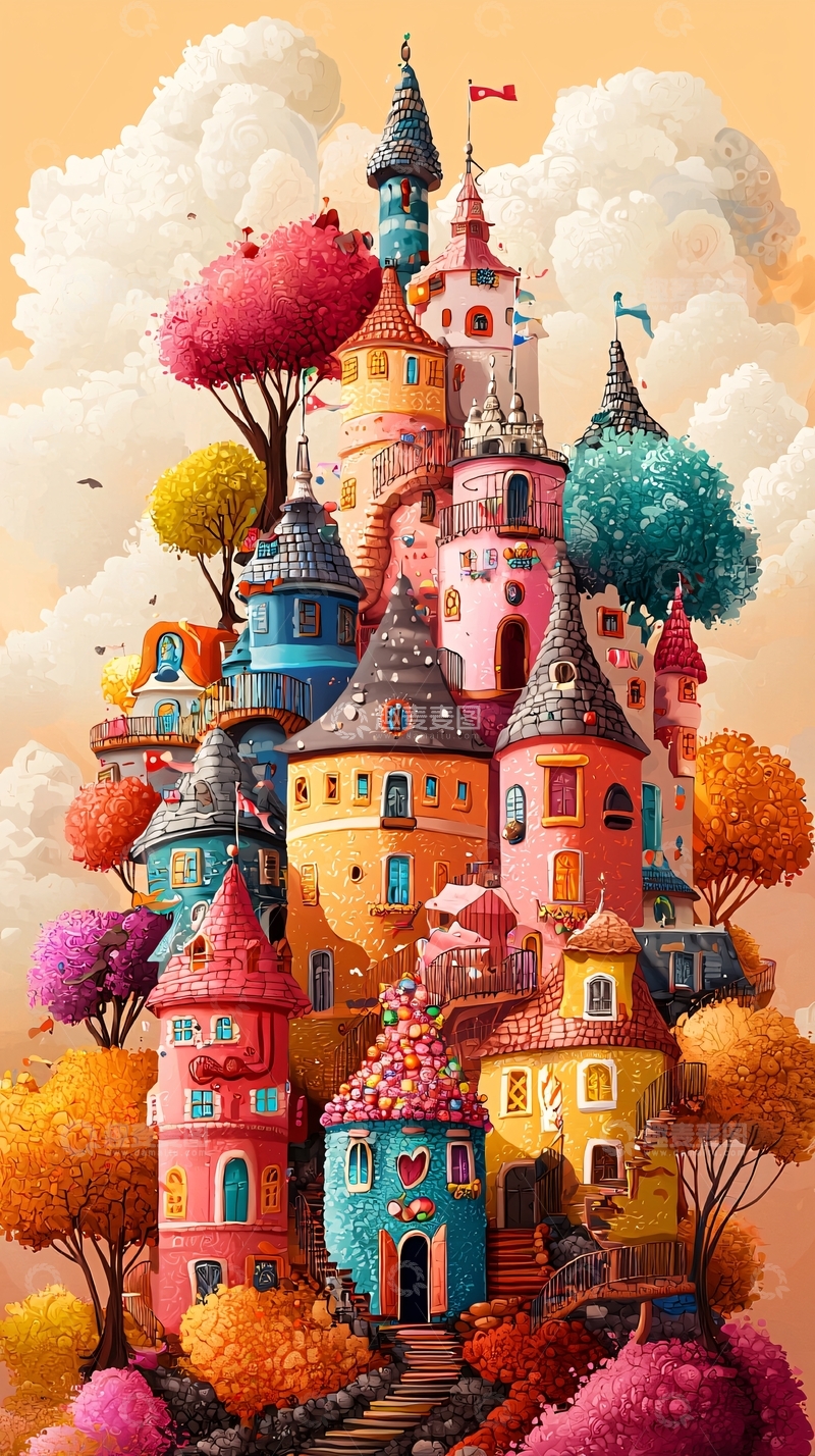 高清大图下载【趣麦麦图】彩色童话城堡