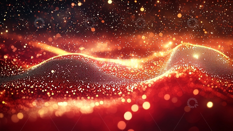 高清大图下载【趣麦麦图】红色粒子波浪