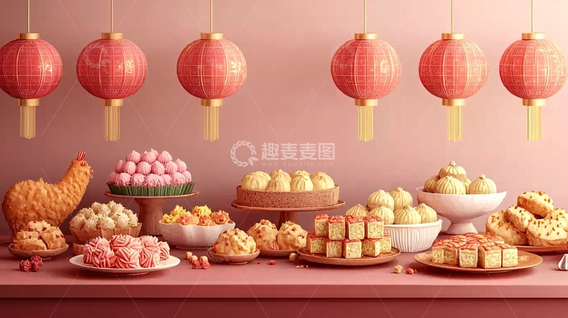 高清大图下载【趣麦麦图】中式喜庆糕点