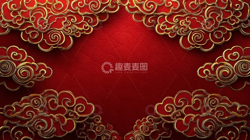 高清大图下载【趣麦麦图】红色祥云背景