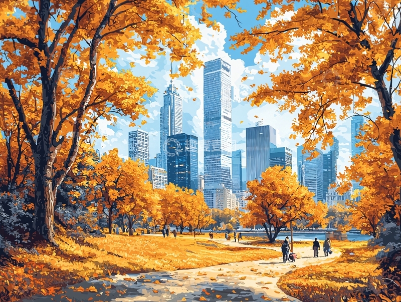高清大图下载【趣麦麦图】秋日公园城市景观