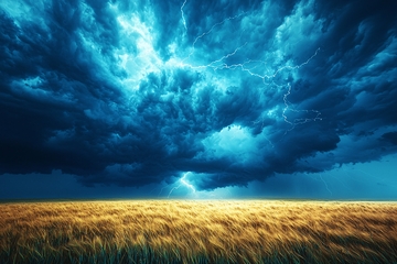 暴风雨下的麦田