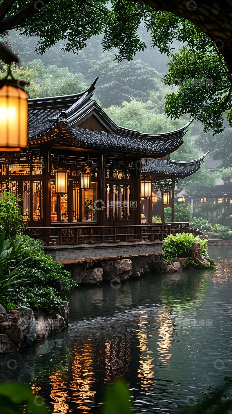 高清大图下载【趣麦麦图】江南古镇夜景