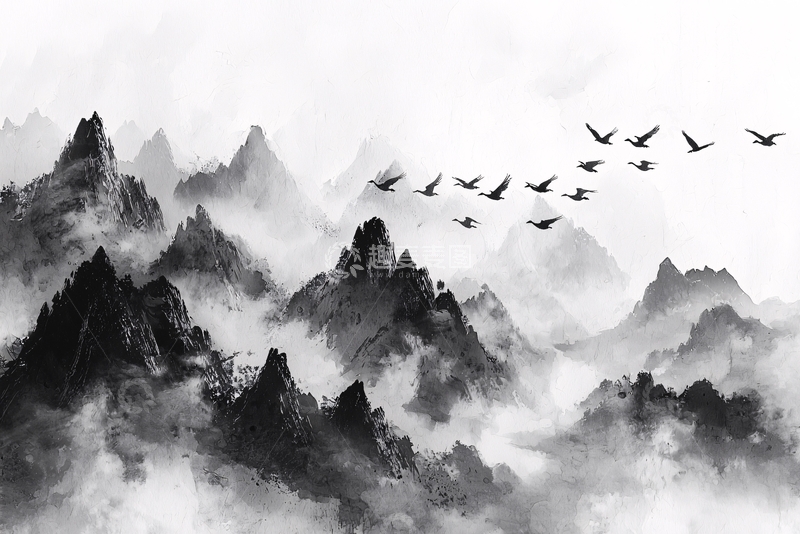 高清大图下载【趣麦麦图】水墨山水画757