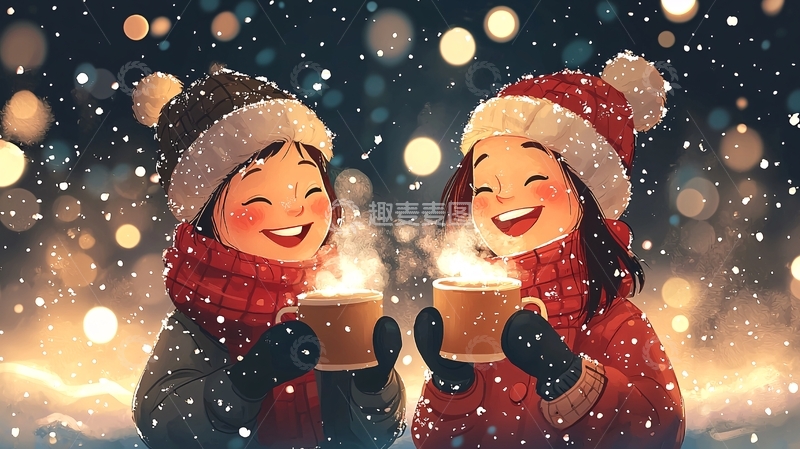 高清大图下载【趣麦麦图】冬日暖饮姐妹情