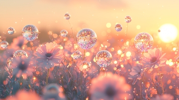 花田阳光下的水晶球