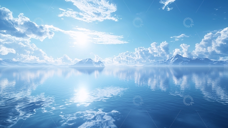 高清大图下载【趣麦麦图】蓝天白云平静水面