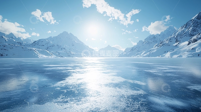 高清大图下载【趣麦麦图】冰雪覆盖的山脉和湖泊