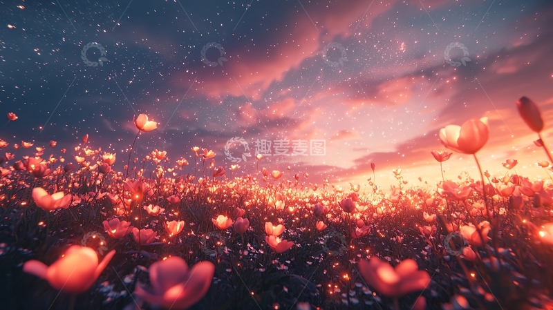 高清大图下载【趣麦麦图】梦幻星空花海