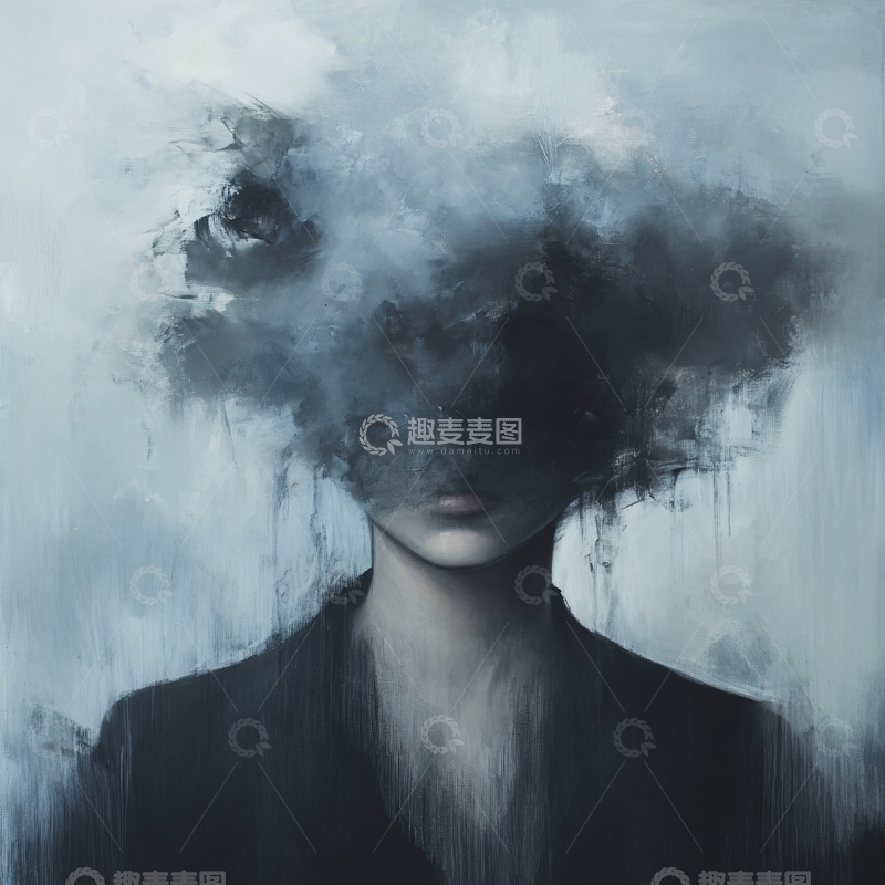 高清大图下载【趣麦麦图】云雾遮面女子肖像