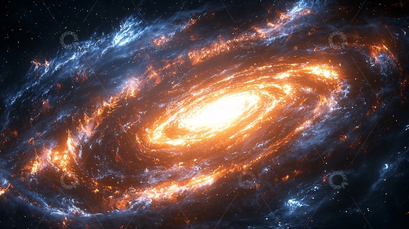 高清大图下载【趣麦麦图】蓝色和橙色火焰星系