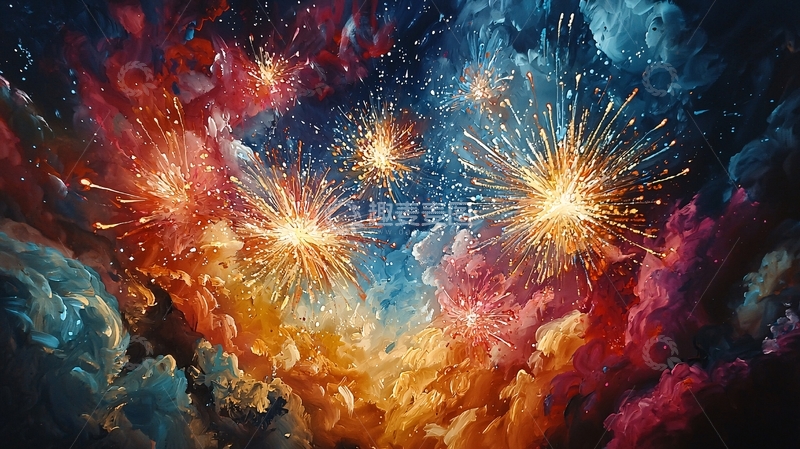 高清大图下载【趣麦麦图】绚丽多彩烟火云彩背景