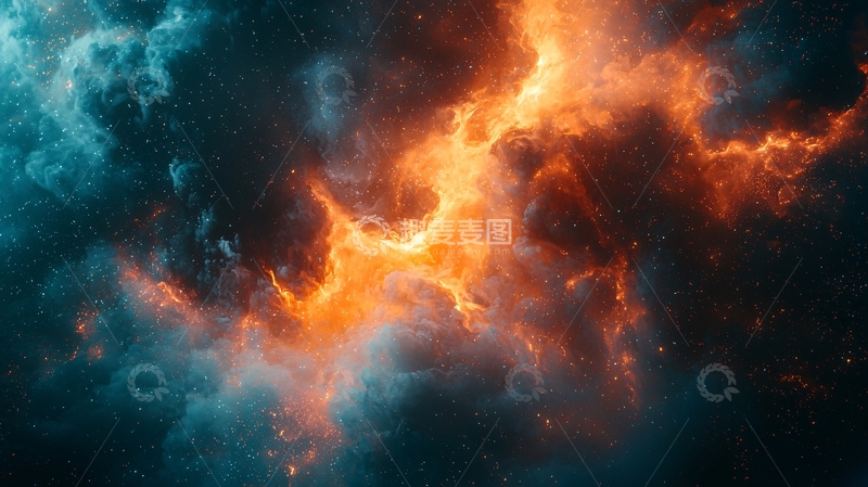 高清大图下载【趣麦麦图】暗色系火焰云雾背景