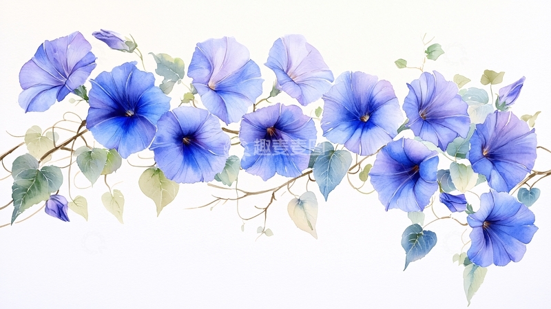 高清大图下载【趣麦麦图】蓝色牵牛花花藤