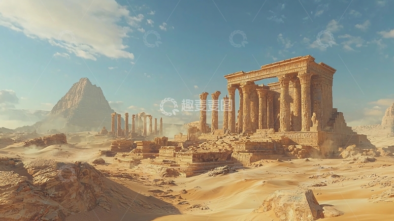 高清大图下载【趣麦麦图】沙漠古城遗址