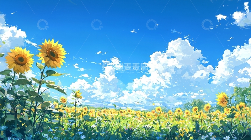高清大图下载【趣麦麦图】向日葵田