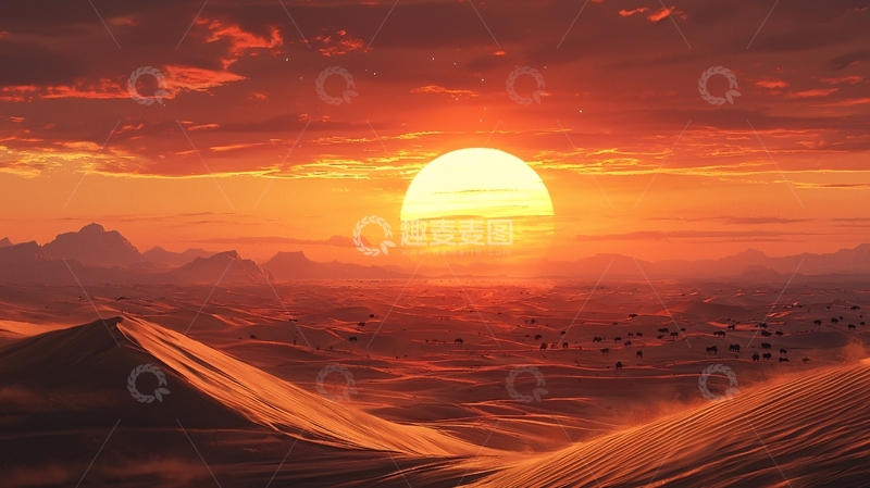 高清大图下载【趣麦麦图】沙漠日落
