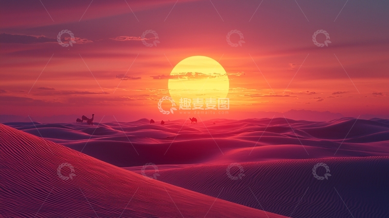 高清大图下载【趣麦麦图】沙漠日落