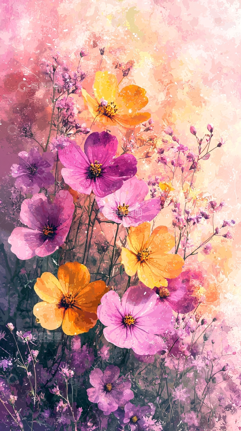 高清大图下载【趣麦麦图】水彩花卉壁纸1