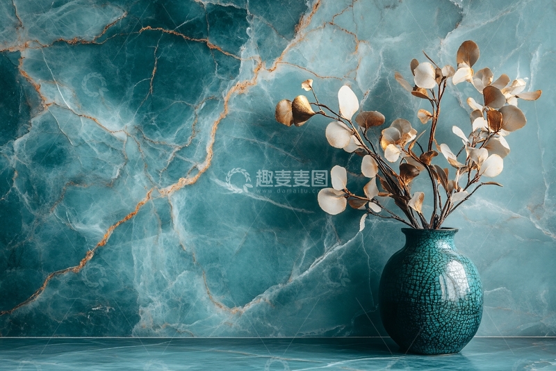 高清大图下载【趣麦麦图】蒂芙尼蓝玉石花瓶静物