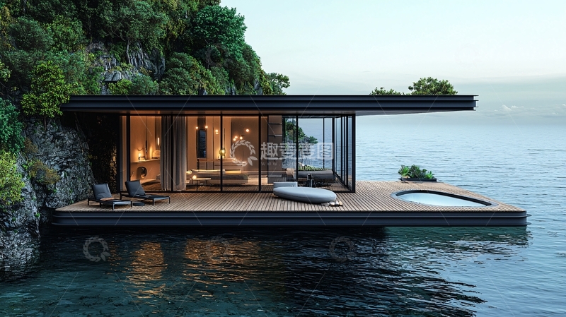 高清大图下载【趣麦麦图】海边现代简约木屋