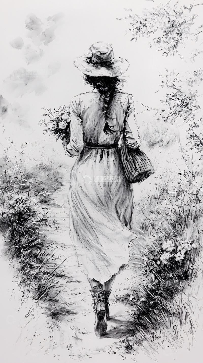 高清大图下载【趣麦麦图】黑白素描