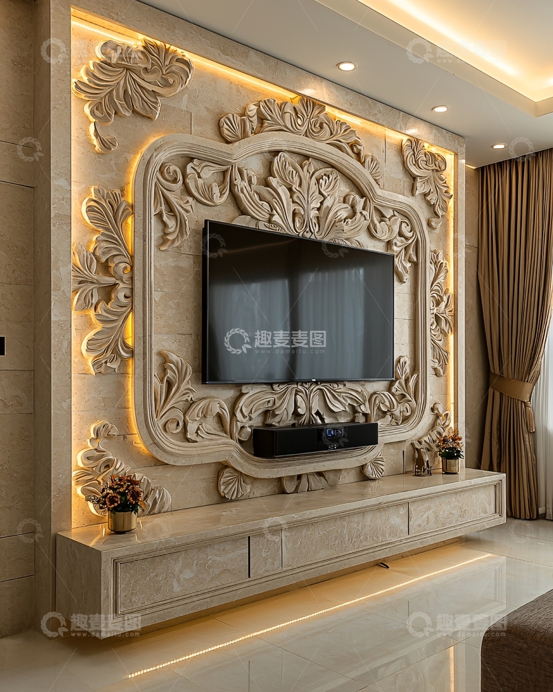 高清大图下载【趣麦麦图】欧式电视背景墙
