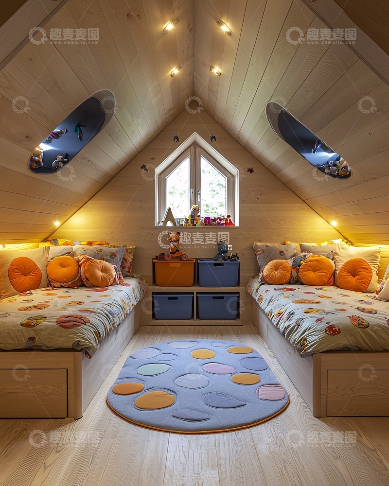 高清大图下载【趣麦麦图】温馨阁楼儿童房
