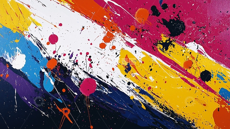 高清大图下载【趣麦麦图】彩色泼墨抽象画