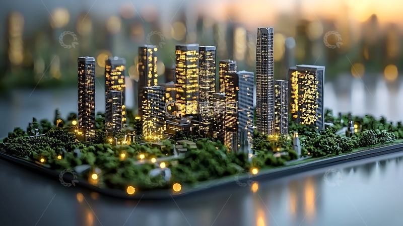 高清大图下载【趣麦麦图】微缩景观城市夜景