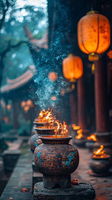 古寺香火袅袅升腾