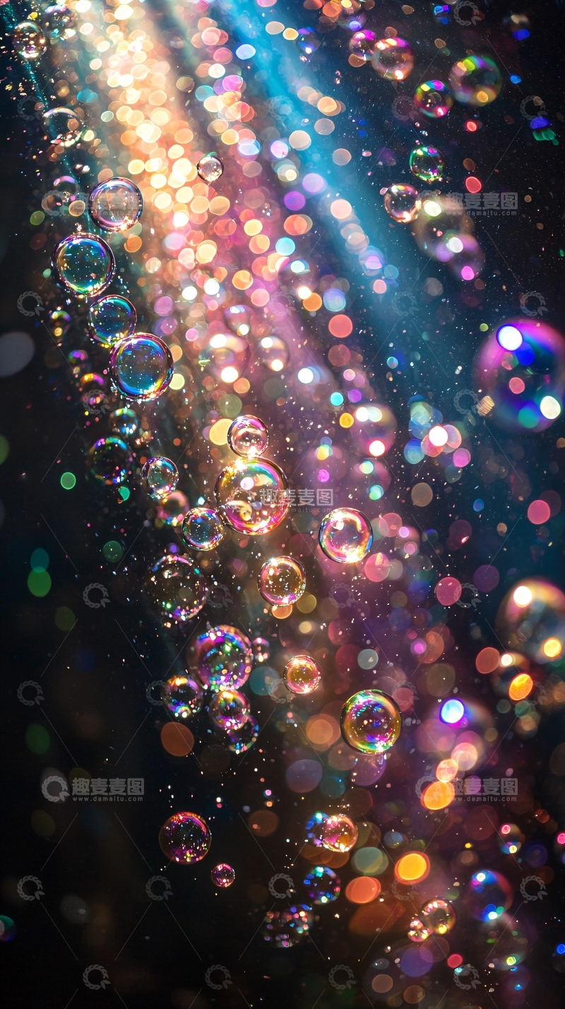 高清大图下载【趣麦麦图】彩色泡泡光线背景
