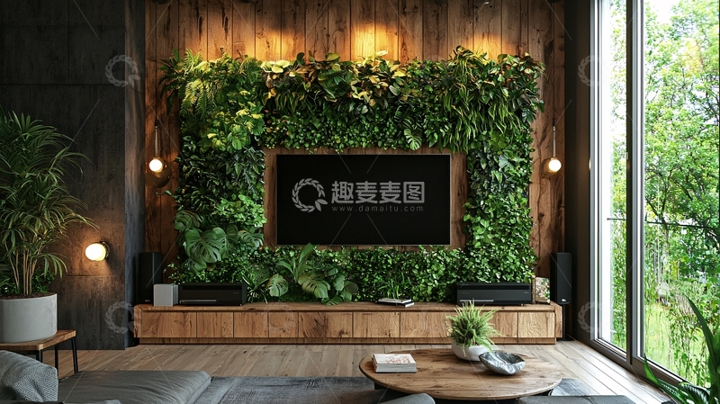 高清大图下载【趣麦麦图】绿植墙电视背景墙