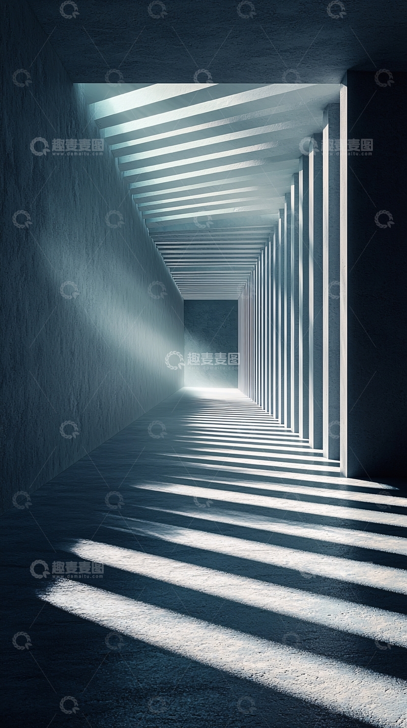 高清大图下载【趣麦麦图】抽象水泥走廊