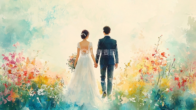 高清大图下载【趣麦麦图】水彩婚纱照