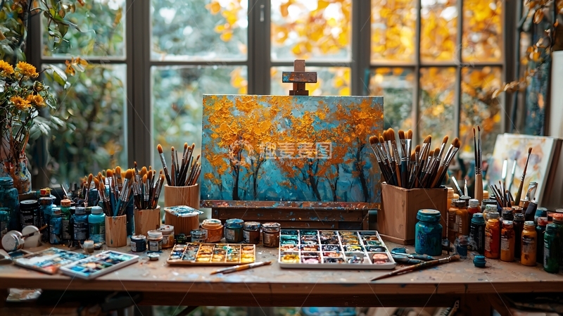 高清大图下载【趣麦麦图】秋景油画写生工作室