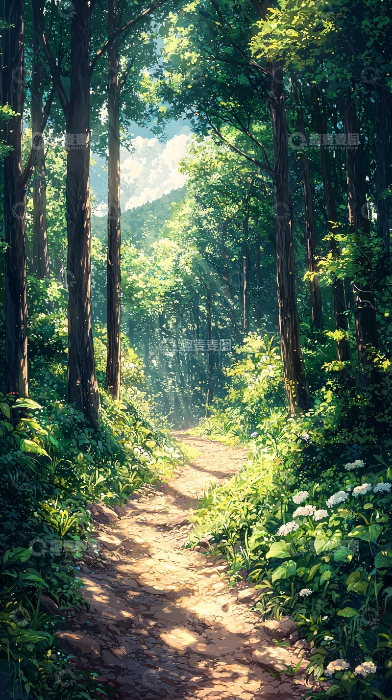 高清大图下载【趣麦麦图】阳光森林小路