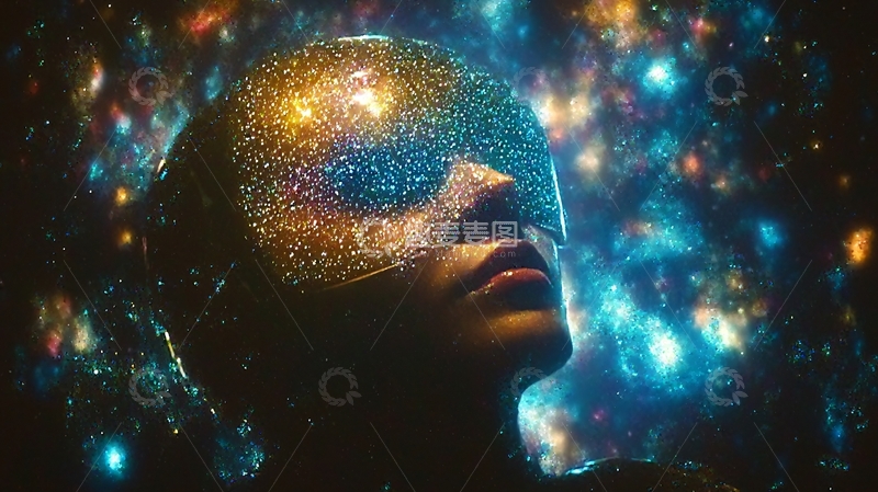 高清大图下载【趣麦麦图】神秘女子星光面纱