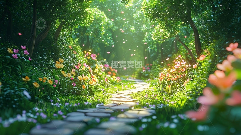 高清大图下载【趣麦麦图】阳光森林小路