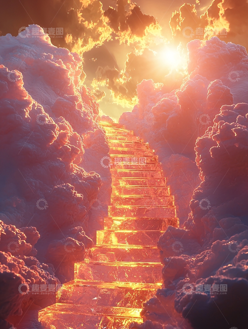 高清大图下载【趣麦麦图】云端阶梯