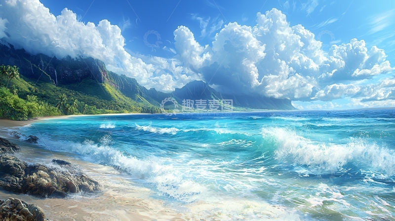 高清大图下载【趣麦麦图】阳光沙滩海浪45