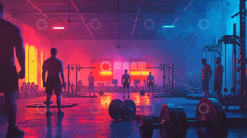 高清大图下载【趣麦麦图】酷炫健身房灯光氛围