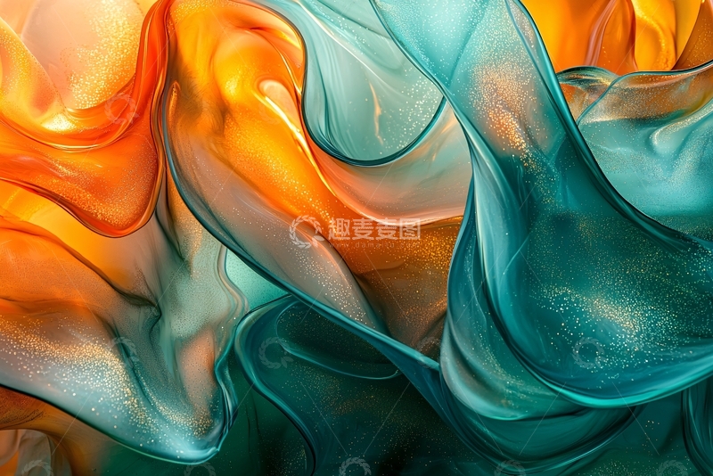 高清大图下载【趣麦麦图】抽象水彩流动曲线