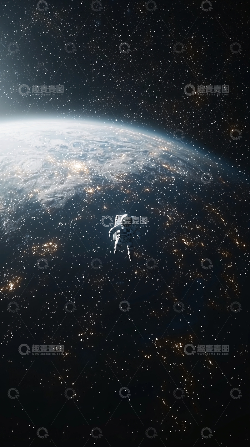 高清大图下载【趣麦麦图】太空宇航员地球