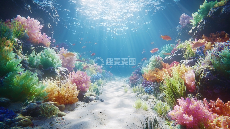 高清大图下载【趣麦麦图】阳光照射下的珊瑚礁