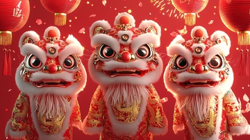 新年舞狮卡通形象