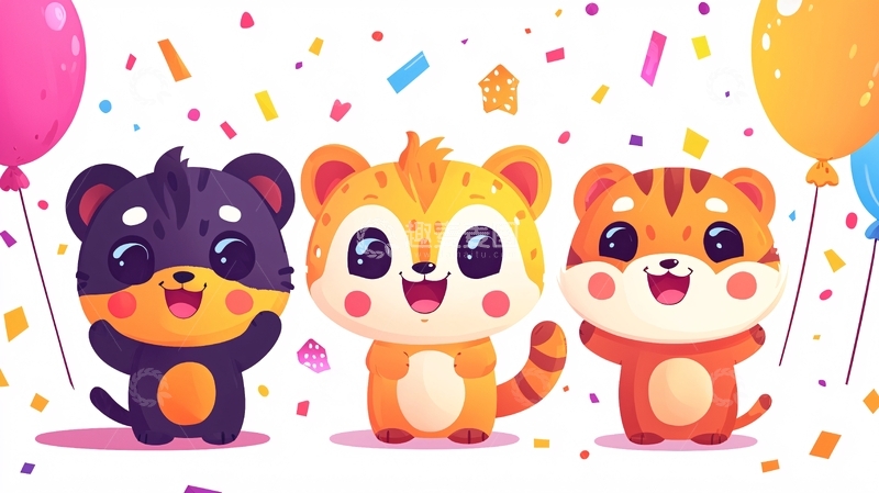 高清大图下载【趣麦麦图】可爱卡通动物派对