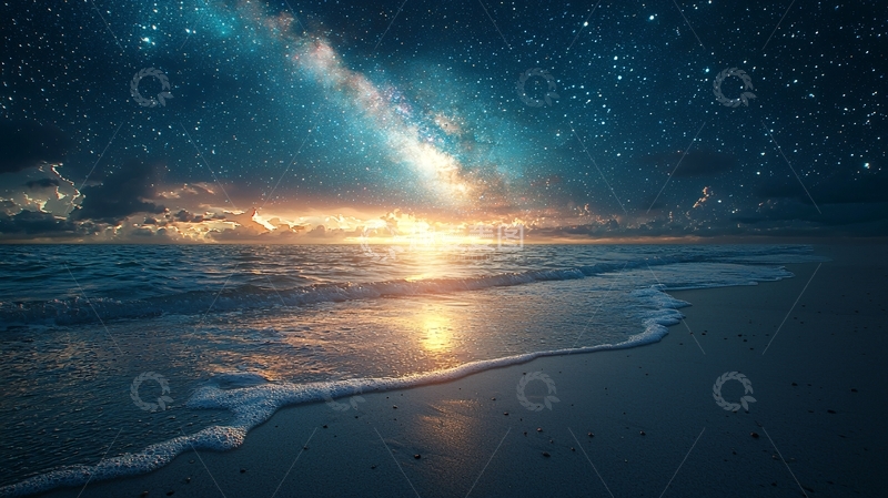 高清大图下载【趣麦麦图】星空大海日出